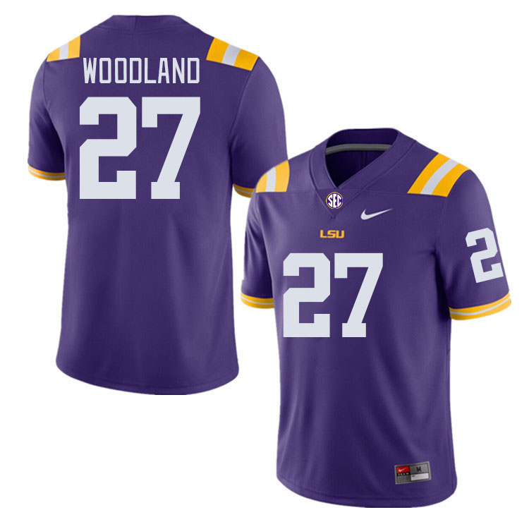 Men #27 PJ Woodland LSU Tigers College Football Jerseys Stitched-Purple